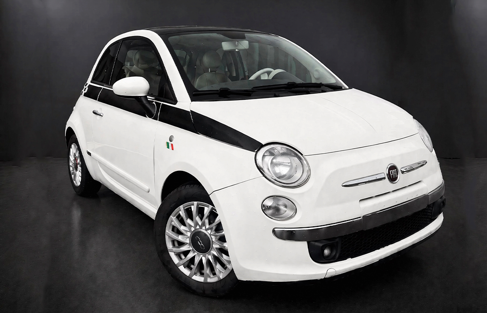 White Fiat 500 car rental in Tirana Albania